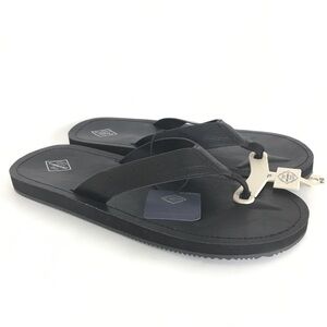 St. John’s Bay Flip-Flop Sandals Black NEW Size XL 13-14 NWT Faux Leather